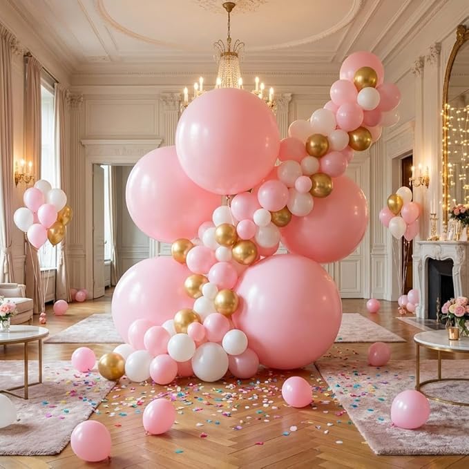 KALOR Light Pink Giant Balloons 36 Inch Large Latex Balloons, 4 Pack Jumbo Round Helium Balloon for Birthday Bridal Shower Wedding Baby Shower Party Decorations