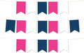 Andaz Press Hanging Pennant Banner with String, Fuchsia, White, Navy Blue, 1-Set, 24 Pennants, Approx. 12-Feet Long