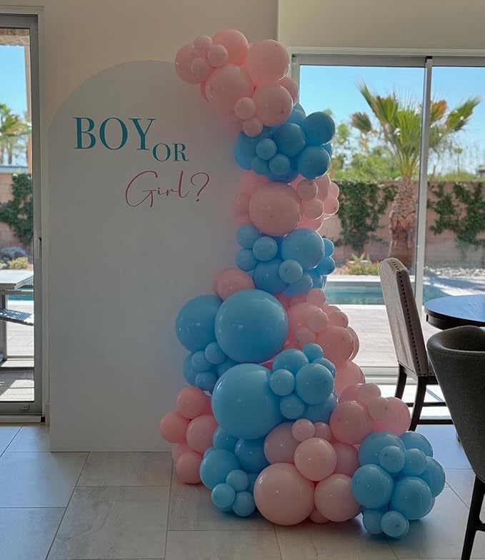 Pink and Blue Balloons Garland Arch Kit - 170Pcs Gender Reveal Balloon Garland Arch Kit Different Size Balloons for Boy or Girl Gender Reveal Baby Shower Birthday Party Decorations