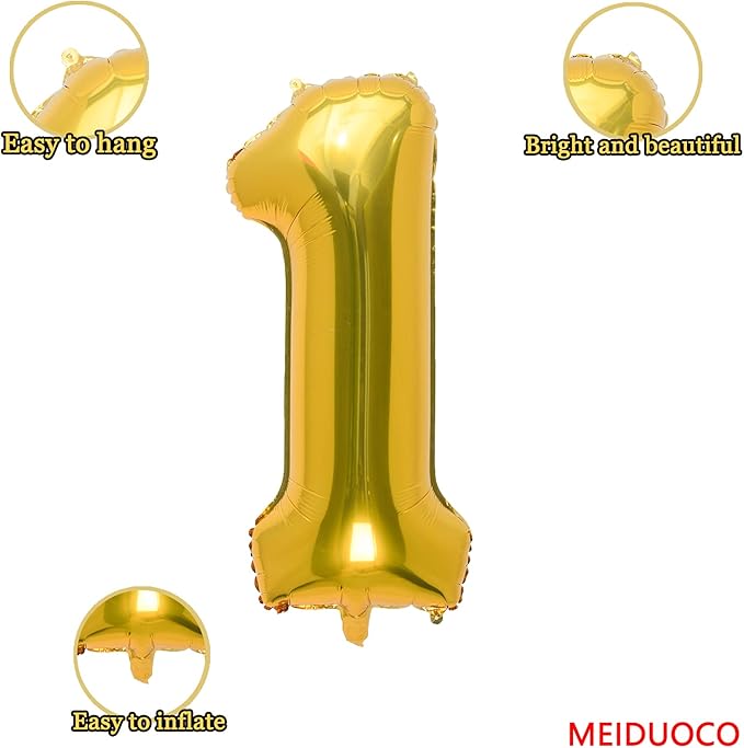 32 Inch Gold Number 1 Balloons Foil Ballon Digital Birthday Party Decoration Supplies (Gold Number 1 Balloon)