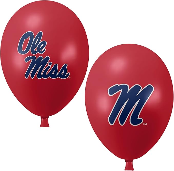 Ole Miss Mississippi Rebels Balloons 10 Pack 11" Official Licensed Logos, Helium Quality Latex Balloons, Perfect for College Football Team Celebration, Decorated Front and Back by Westrick
