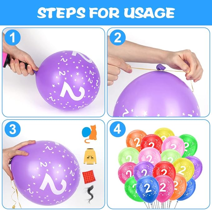 Ainiv 2nd Birthday Balloons 18PCS, 12inch Numbers Printed Latex Party Balloons, 2nd Anniversary Party Supplies Balloons, Numbers Balloons Decorations for Girls Boys 2 Year Old Birthday Party