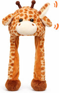 Animal Hat with Ears Moving Jumping Pop Up Beating Hat Plush Holiday Cosplay Dress Up Funny Gift for Kids