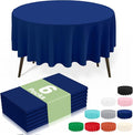 misaya 6 Packs Disposable Plastic Table Cloth, 84" Round Waterproof Tablecloth, Leakproof & Sturdy Decorative Table Covers for Easter, Picnic, Party and Outdoor, Navy