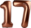 40 Inch Dark Brown Balloon Number 17,Chocolate Jumbo Mylar Foil Helium Balloon for 17th Digital Balloons for Birthday Party,Wedding Anniversary Party Decorations