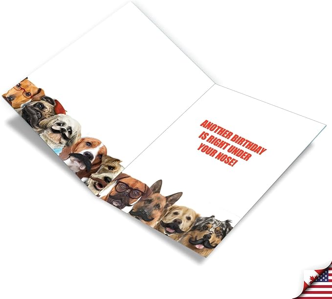 NobleWorks - Oversize Funny Birthday Paper Card 8.5 x 11 Inch with Envelope (1 Pack) Big, Jumbo Bday Mustaches J9716