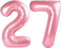Pastel Pink Balloon Number 27, Large Happy 27 Birthday Decoration for Men & Women 2 7 27 72, Foil Number Balloons for Wedding Graduation Celebration Anniversary Supplies