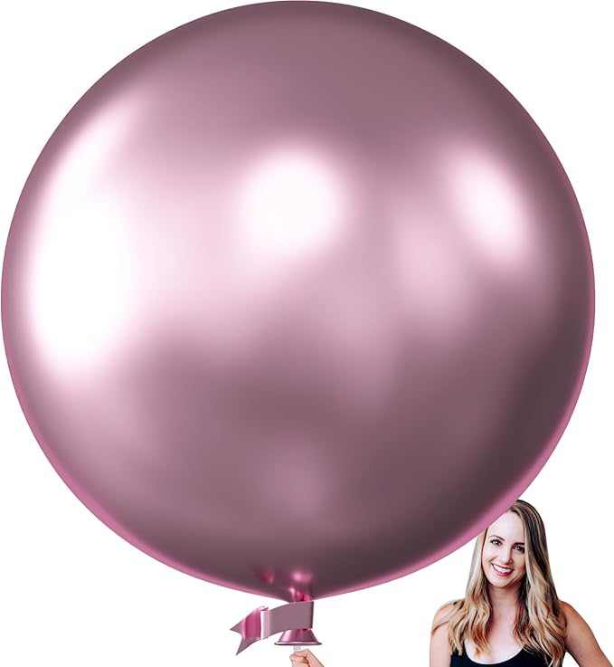 KALOR 36 Inch Giant Metallic Light Purple Balloons, 6 Pack Large Round Light Purple Latex Balloons for Anniversary, Birthday, Christmas, Wedding, Baby Shower Party Decorations
