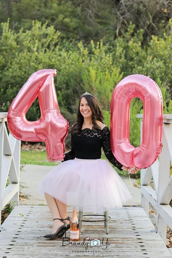 40 Inch Large Numbers Balloon, 4 Pearl Pink Ballon for 4th 14 40 44 Birthday Party, Balloon 4 Number for Graduations Wedding Supplies