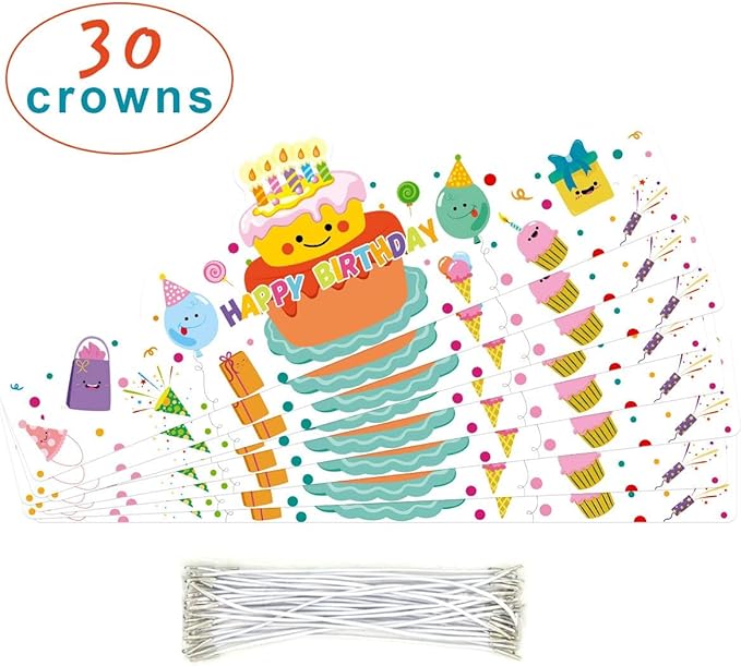 ceiba tree Happy Birthday Crowns Birthday Hats for Kids Teachers Students Classroom Party Favor 30Pcs