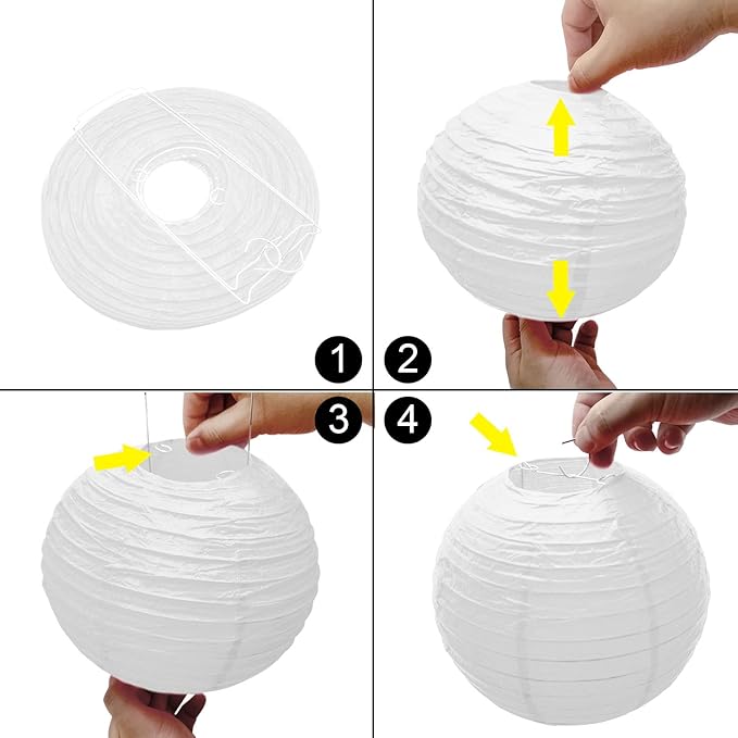 12 Pcs Black Gold White Paper Lanterns Black Gold Hanging Paper Lanterns for New Year Wedding Graduation Anniversary Birthday Party Home Graden Decor