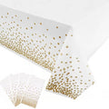 Yancorp 4 Pack White and Gold Tablecloth Disposable Gold Tablecloths for Rectangle 54" x 108" Plastic Tablecloth Party Table Covers for Birthday Thanksgiving Christmas Wedding Outdoor BBQ (White)