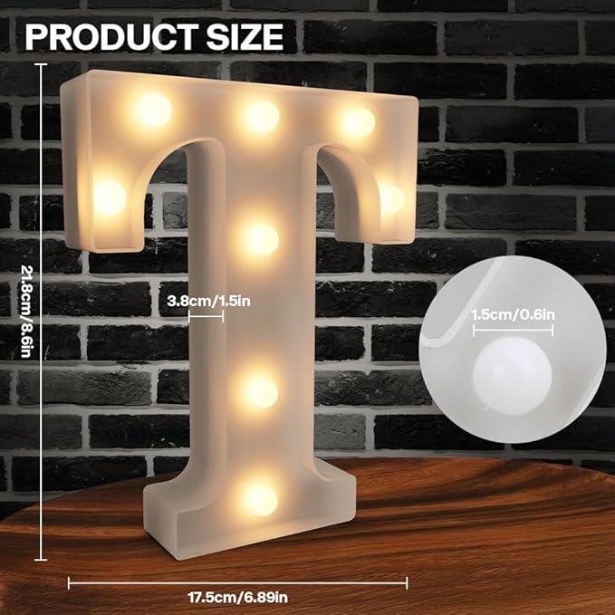 Light Up Marquee Letters, 26 Alphabet LED Lights, Night Light White Plastic Letters for Engagement Party Wedding Baby Shower Birthday Bar Decoration