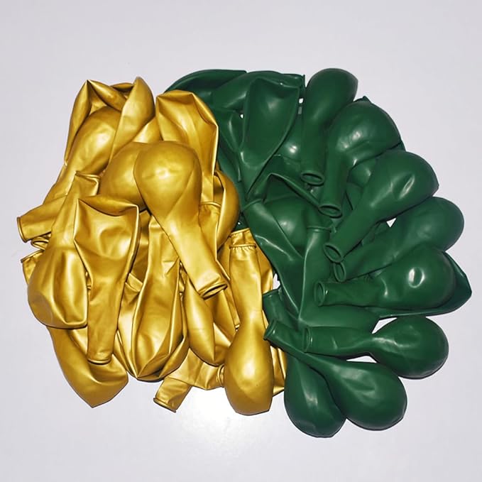 200 Pcs Green and Gold Balloons 12 Inch Latex Dark Green Metallic Gold Bulk Balloon Arch Garland Kit with Ribbon for Birthday Wedding Bridal Baby Shower Supplies Graduation Party Decorations