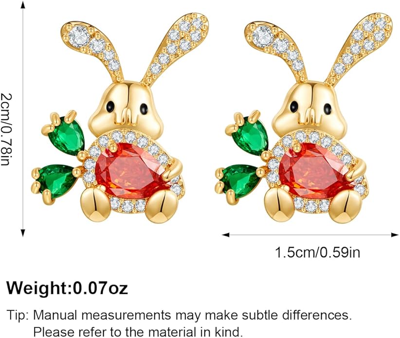 MUYAN Cute Small Easter Bunny Stud Earrings Rabbit Carrot Easter Earrings Holiday Jewelry