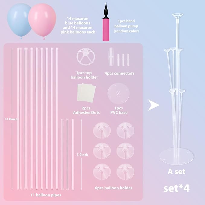 6 Sets Balloon Stand Kits, Balloon Sticks with Base for Table Centerpieces Graduation Birthday Baby Shower Gender Reveal Party Decorations