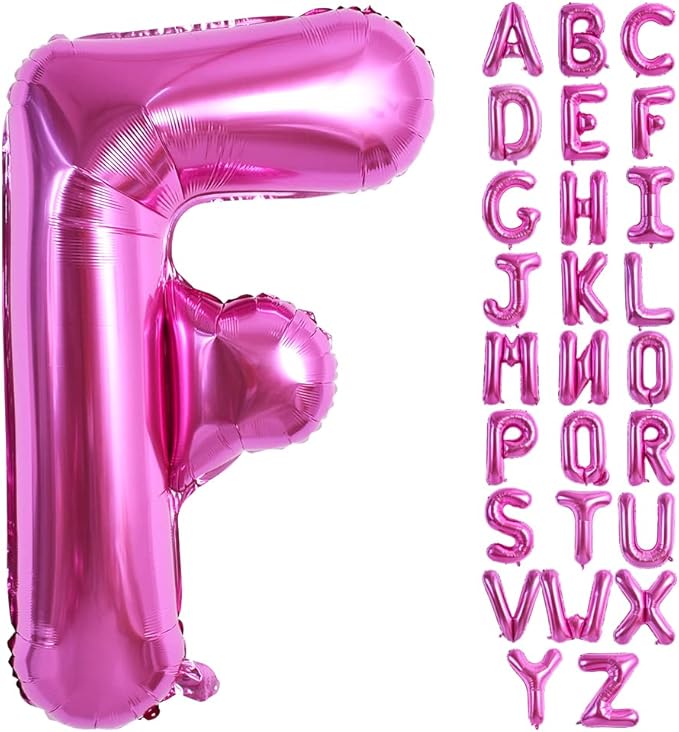 TONIFUL 40 Inch Large Rose Red Letter F Balloons - Giant Hot Pink Alphabet Letter Balloons for Birthday Party Anniversary Supplies Decorations