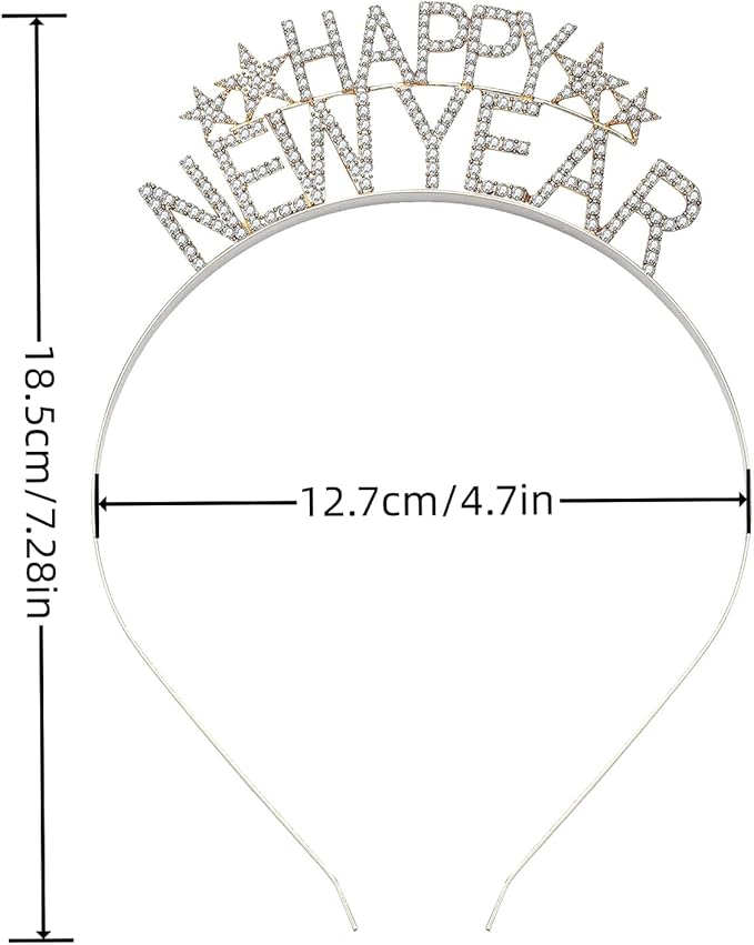 4 PCS 2026 Happy New Year Headbands Glitter Rhinestones New Year's Eve Headband New Year Party Hair Accessories