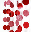 JEYE Red Circle Dots Party Garland Decoration Metallic Hanging Streamer Bunting Banner Backdrop Decor for Baby Shower Birthday Wedding Thanksgiving Christmas Party Decor, Pack of 2, 26 Feet in Total