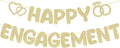 Pre-Strung Engagement Party Decorations,Glitter Happy Engagement Banner,Engaged Banner Congratulations Wedding for Bachelorette Party Shower Signs Decor（ Champagne Gold ）