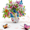 iGifts And Cards Flower Vase Magic Pop Up Card – 6" x 8" 3D Floral Bouquet Greeting with Butterflies for Birthday, Mother’s Day, Anniversary, Thinking of You, Surprise Gift with Envelope