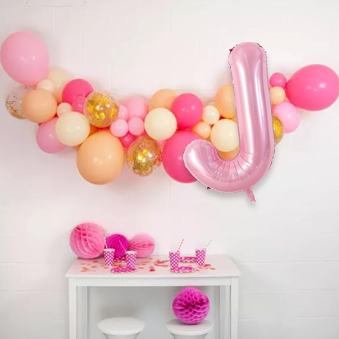 TONIFUL 40 Inch Large Pink Letter J Balloons Giant Foil Mylar Alphabet Balloon for Birthday Party Anniversary Baby Shower Wedding Supplies Decorations