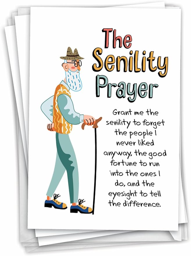 NobleWorks - Pack of 3 Hilarious Birthday Greeting Cards with Envelopes (1 Designs, 3 Each) - Man's Senility Prayer C9348BDG-C3x1