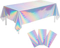 Childom 3 Pack Iridescent Tablecloth,54" x 108" Birthday Party Tablecloths Iridescence Plastic Disposable Table Covers Iridescent Party Decorations,Plastic Tablecloth for Buffet Table,Birthday Decors