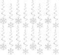 Snowflake Snow White-Silver Christmas Party-Decorations Streamers - 16pcs Frozen Winter Baby Shower Birthday New Year Paper Hanging Swirls Banner,Classroom Ceiling Garland Wonderland Decor Panduola