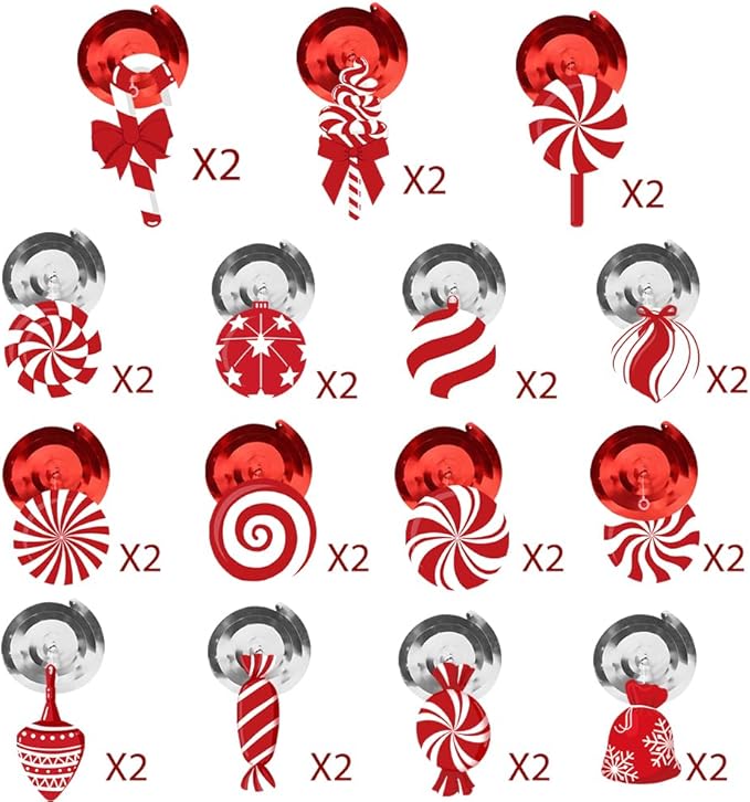 DIYDEC 60pcs Christmas Candy Hanging Swirl Decoration Xmas Candy Ceiling Hanging Streamers Christmas Red White Peppermint Candy Cutouts Ornaments for Christmas Holiday Party Classroom Home Decor