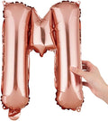 Restaurantware-Balloonify 16 Inch Letter Balloon, 1 Alphabet Party Balloon - Letter M, Self-Sealing, Rose Gold Foil Mylar Finish, Hanging Loop, Decoration For Birthday, Wedding, Or Graduation