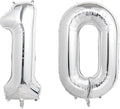 Number Balloons Silver Party Balloon - Giant Number 10 Balloon, 40 Inch Large Balloon for 10th Birthday Decorations, Silver Party Supplies for Anniversary