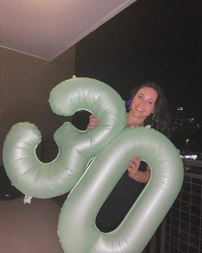 Sage Green Number 2 Balloon 40 Inch, 2 Balloon Number, 2nd Birthday Decorations for Baby Girls Boys Toddlers