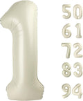 40 Inch Cream 1 Balloon for First Birthday, 1st Number Balloons Cream Birthday Decorations for Girl Boy Kids Toddler Baby, One Giant Number 1 Balloon