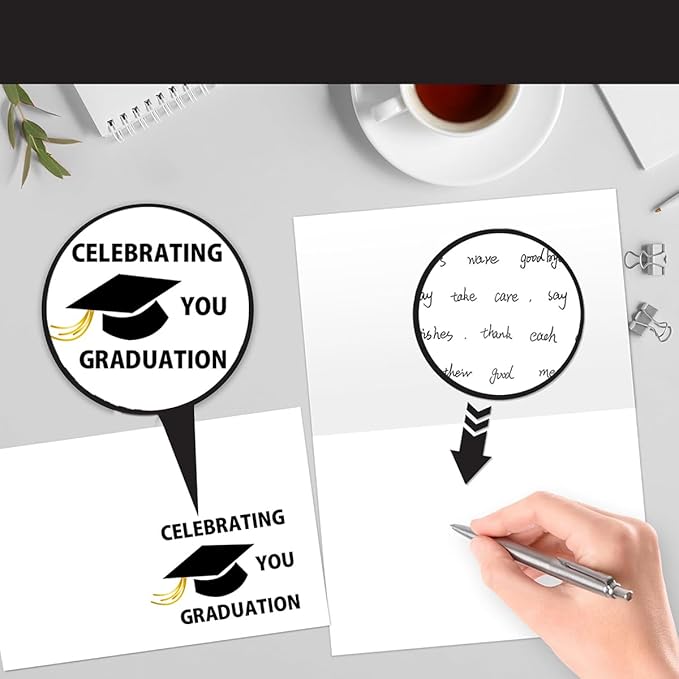 6 Pack Gold Foiled 5x7in 2025 Graduation Cards 2025 with Envelopes and Stickers,6 Elegant Designs Graduation Card Pack