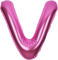 SUWEN 40 Inch Hot Pink Large V Letter Balloons Big Foil Helium Letter Balloons A-Z Jumbo Mylar Happy Birthday Party Decorations for Woman Anniversary Party Supplies