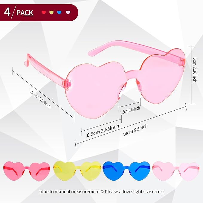 Heart Sunglasses Heart Shaped Glasses Bulk Valentines Halloween Bachelorette Party Decorations Glasses Women Men