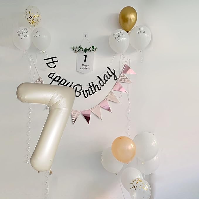 Number 7 Balloons White Sand Seven Balloon for 7 Year Old Birthday Decorations 40 Inches Cream White Large Numbers 7th Birthday Party Nude Ballons Beige 7 Digital Neutral Balloon Pearl White 7