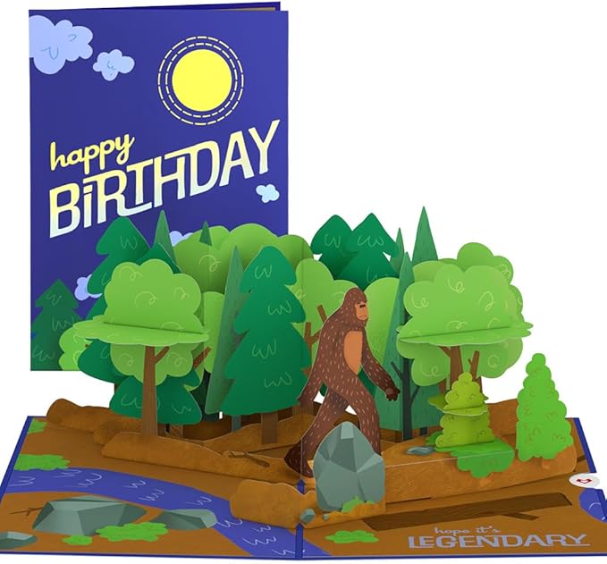 Lovepop Birthday Pop-Up Card for Him - 3D Greeting Cards for Men, Father, Husband - Bigfoot Legendary - 5" x 7" Card - Blank Note Card & Envelope Included