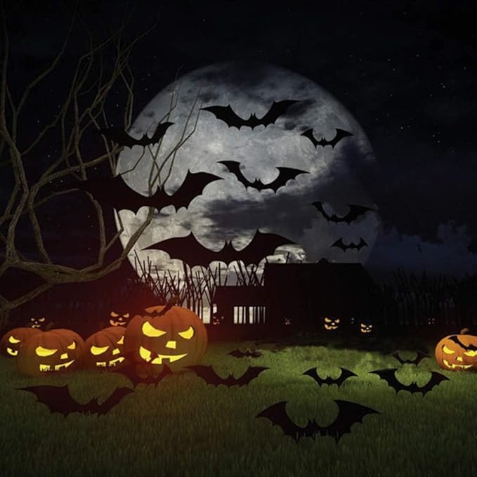 Leesoot Halloween Decorations 164pcs Balloon Arch Kit + 3D Stickers Bat Spider Ghost for Halloween Party, Orange Apricot Balloons with Pumpkin Foil Balloons Home Decoration