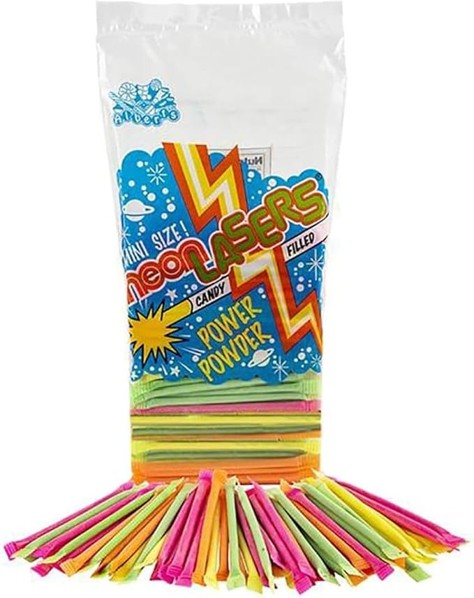 Neon Laser Straws, Straws Filled with Candy Powder, Bulk Candy Party Favor (960-Pack)