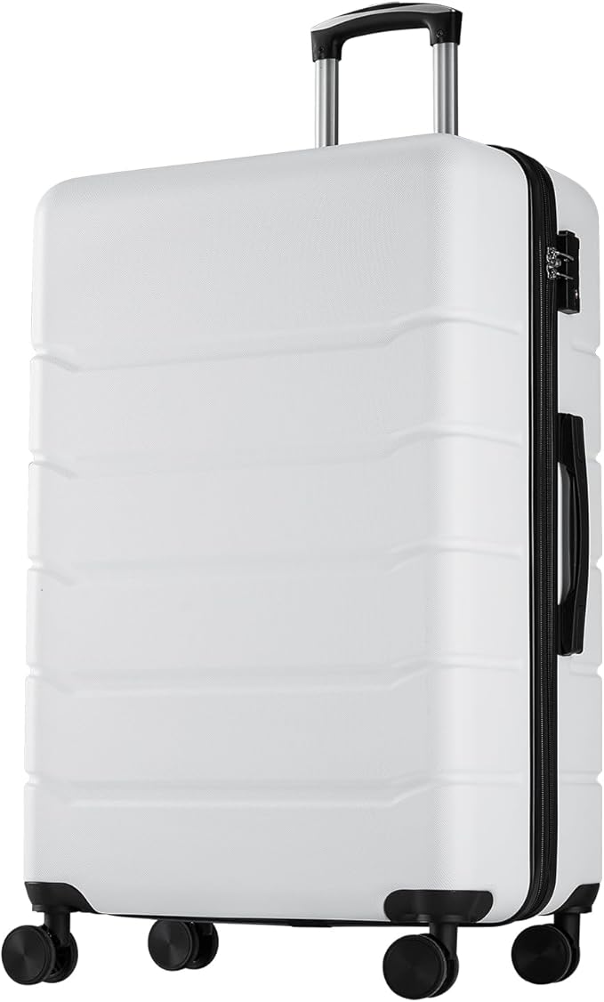 Sweetcrispy Carry on Suitcase, Luggage with Spinner Wheels, Hard Shell ABS, TSA Lock, 24 Inch White
