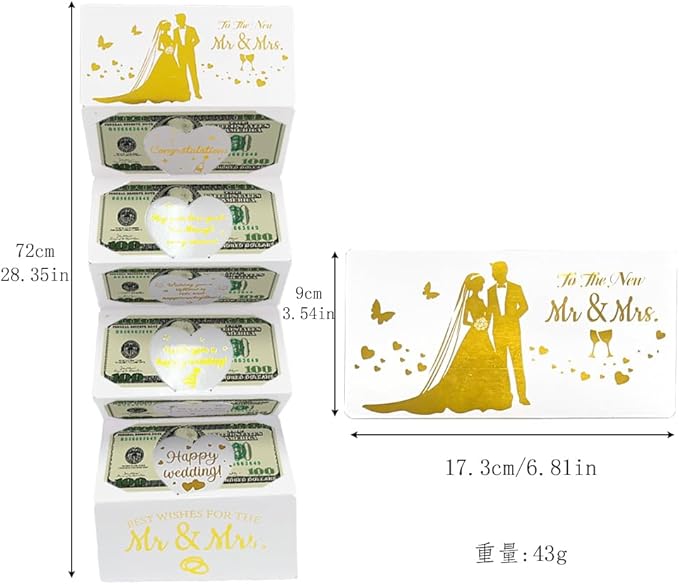 Wedding Money Card, Wedding Card for Cash Gifts, Weddings Money Holder, Wedding's Cards for Bride and Congratulations Elegant Marriage for Bridal Shower, Shower, Son & Daughter in Law