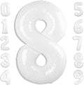 40 Inch Number 8 Balloon, White 8 18 28 80 Birthday Balloons for Men Boys, 8th Birthday Decorations Party Supplies, Wedding, Graduations