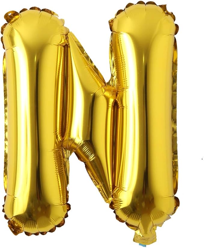16" Alphabet Letter and Number Balloons Set Package, Aluminum Hanging Foil Film banner Mylar Balloon for Birthday Party Decoration Custom Word (A-Z, 0-9 Gold) (16 inch N Gold)
