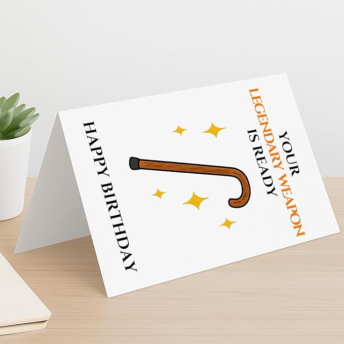 KINGNAME Funny Old Age Birthday Card, Your Cane Is Ready Humor Card, Adult Joke Card for Friends Family Coworker Men Women