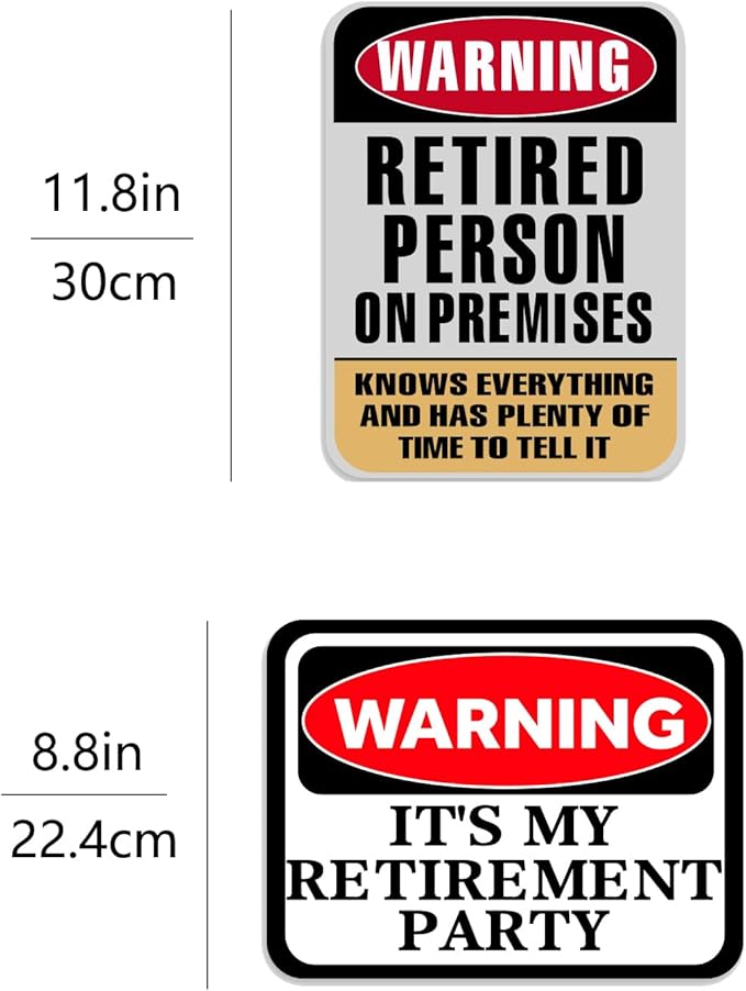 Happy Retirement Party Decorations - 9PCS Signs, Retirement Gifts for Women & Men, Table Centerpieces Yellow Caution Logos on Door Windows Yard Garden Warning Retired Person On Premises Sign