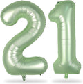 Sage Green 21st Birthday Balloons for Her, 40 Inch Olive Green Foil Number 21 Balloons for Boys Girls, Green Birthday Party Balloons Numbers 2 and 1 for Women Men 12th 21st Anniversary Decorations
