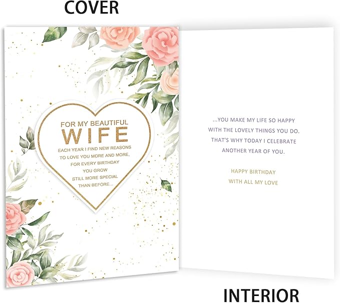 Happy Wife Birthday Card from Husband, Best Birthday Gift Ideas for Her, Funny Birthday Gifts for Wife
