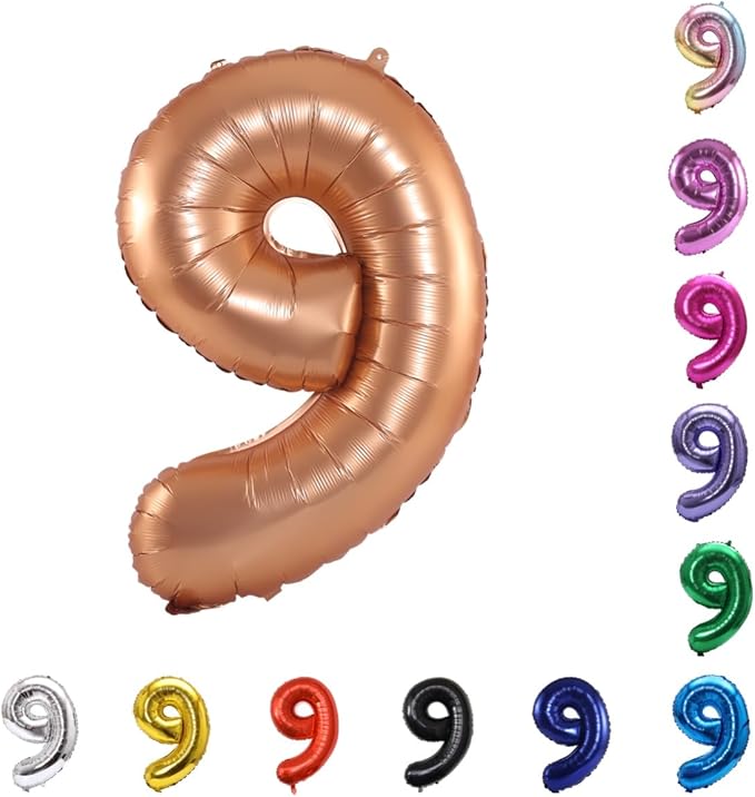 YPSelected 32 Inch Large Foil Helium Number Balloon Birthday Wedding Party 0-9 (Orange, 9)